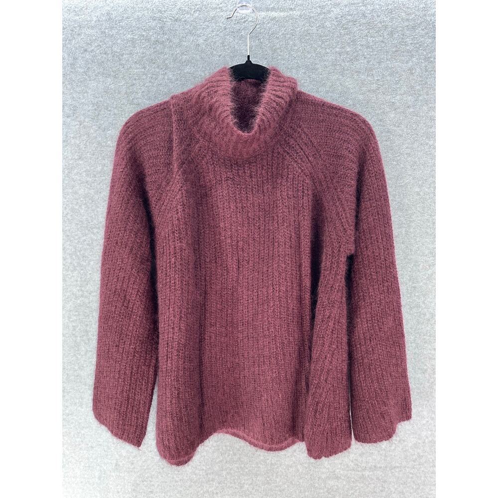 Naadam Women's sz S Oversized Mohair Plum Sweater Cowl Neck Classy Soft Comfort